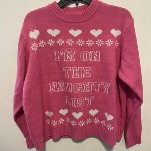 Mighty Fine Women's Sweater Size Medium Holiday Hearts Funny